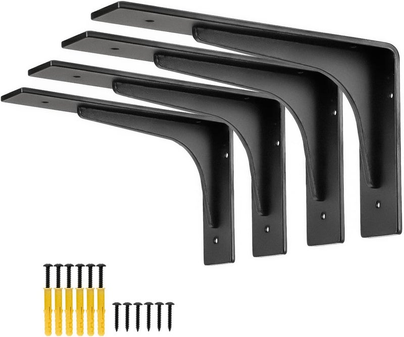 Firmetal 8" x 4.7 "Shelf Bracket ,L Shelf Brackets,max Load 300lbs, Premium Alloy Metal Heavy Duty Shelf Bracket, high Strength Mounting Hardware Included, countertop Support, Pack of 4. (8 INCH x 4.7INCH) - Image 1